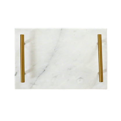 White Marble Board with Gold Handles