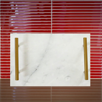 White Marble Board with Gold Handles