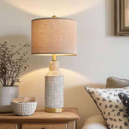 25-Inch White Washed Ceramic Contemporary Table Lamps