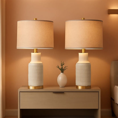 25-Inch White Washed Ceramic Contemporary Table Lamps