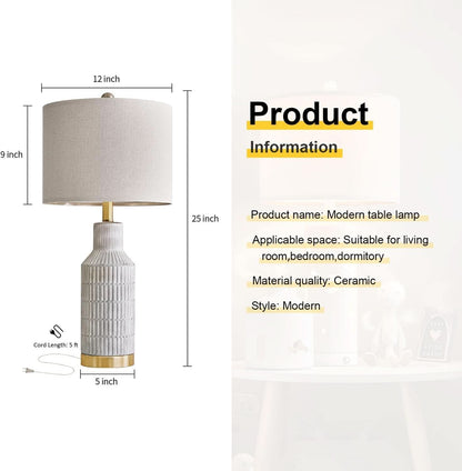 25-Inch White Washed Ceramic Contemporary Table Lamps